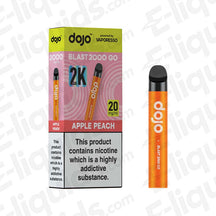 Vaporesso Dojo Blast 2000 Go Pod Kit in Apple Peach flavor with 2000 puffs and nicotine warning.