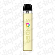 Geekvape Sonder Q2 Vape Pod Kit in gold color with sleek design and colorful logo.