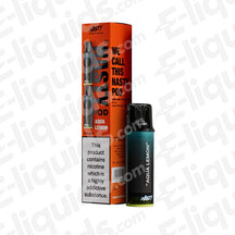Aqua Lemon Nasty Pod PX2 Replacement Vape Pods packaging and pod showing refreshing lemon flavor and nicotine content.
