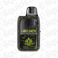 Lost Vape Ursa Epoch Pod Kit in black with colorful splatter design, ideal for both MTL and RDL vaping.