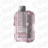 Aspire Gotek X translucent pink vape kit with matchbox design and compact pod system for travel vaping.