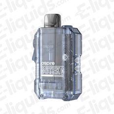 Aspire Gotek X vape pod kit in a transparent design, featuring compact size and modern aesthetic for vapors.