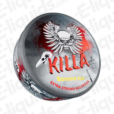 Killa Banana Ice Extra Strong Nicotine Snus Pouches can with skull and wings design, features distinctive banana flavor.