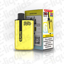 IVG SAVR Legal Big Puff Prefilled Pod Kit in yellow, featuring Banana Ice flavor, USB Type-C charging, and 2ml tank.