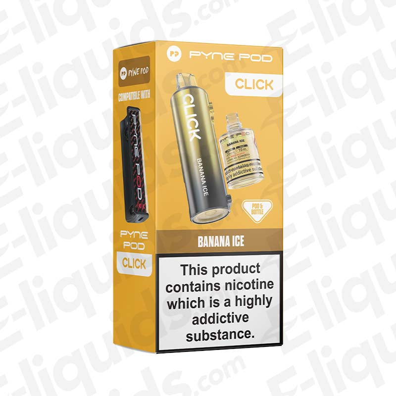 Pyne Pod Click 50K Banana Ice Prefilled Pod in yellow packaging with banana ice flavour pod.