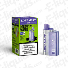Lost Mary 4-in-1 Pod Kit with interactive screen and Berry Edition, featuring 3200 puffs and 950mAh battery.