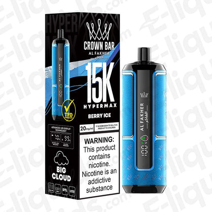 Al Fakher Crown Bar Hypermax 15K Berry Ice Legal Big Puff Disposable Vape