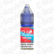 Berry Burst OX Passion Nic Salt E-liquid by OXVA bottle showing 10mg nicotine concentration.