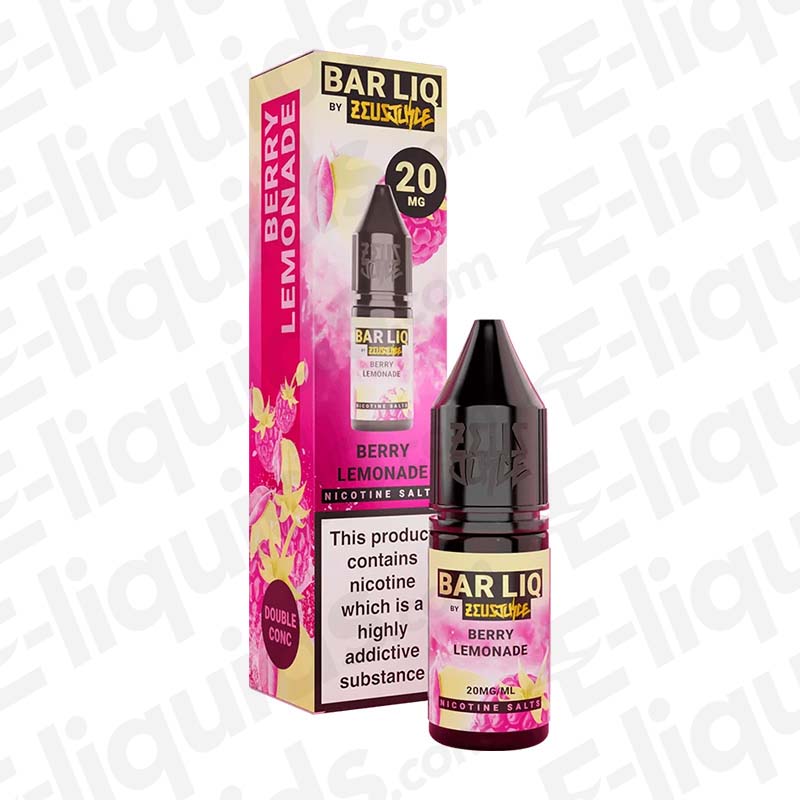 Berry Lemonade Bar Liq Nic Salt E-liquid by Zeus Juice in a 20mg bottle, featuring berry and lemonade flavors.