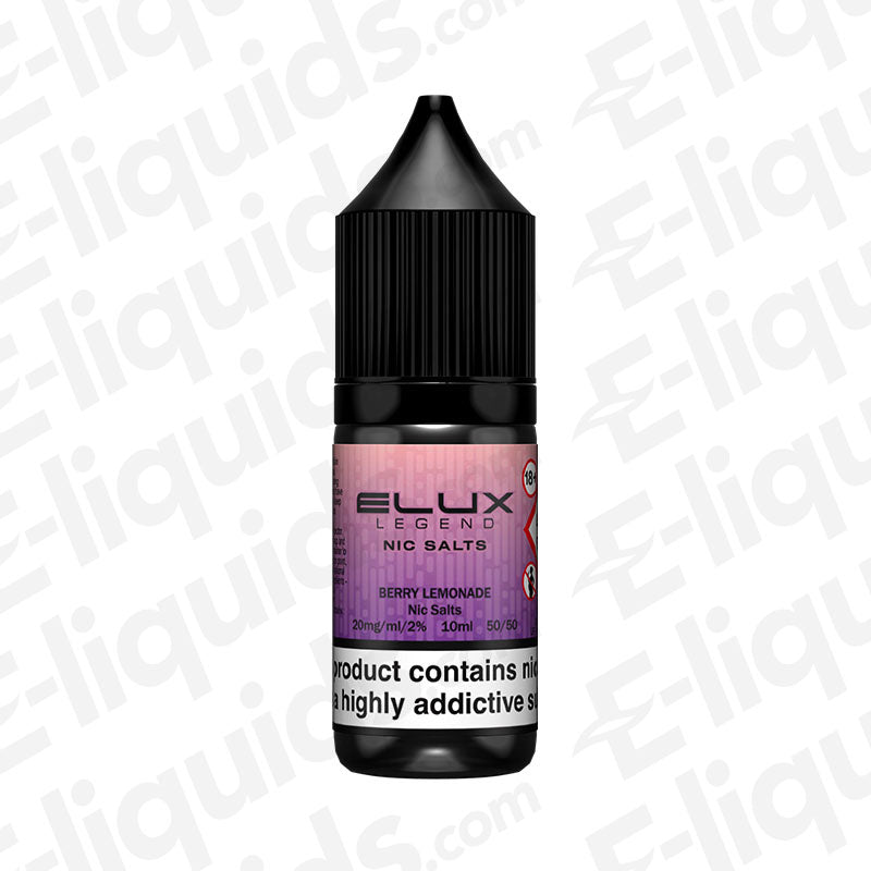 Berry Lemonade Nic Salt E-liquid by Elux Legend in a 10ml bottle, featuring a refreshing blend of berries and lemonade.