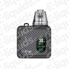 OXVA Xlim SQ Pro Vape Pod Kit with smart LED screen and carbon fiber design, featuring 30W output.