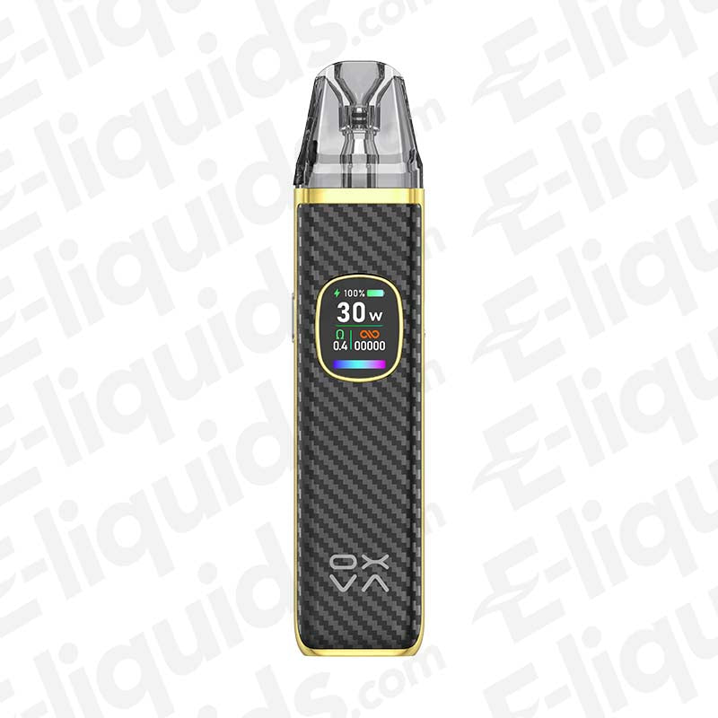 OXVA Xlim Pro 2 Pod Vape Kit in sleek black and yellow design with digital display, compact and modern for vaping enthusiasts.