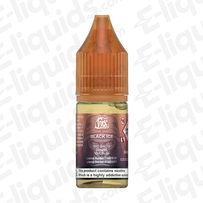 Black Ice RandM Nic Salt E-liquid by Fumot in 10ml bottle, featuring sweet blackberry and menthol flavor for vaping.
