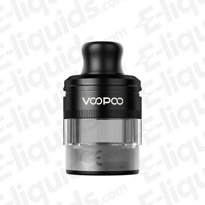 VooPoo PNP X DTL Vape Pod in black, featuring a transparent e-liquid capacity tank for enhanced vaping.