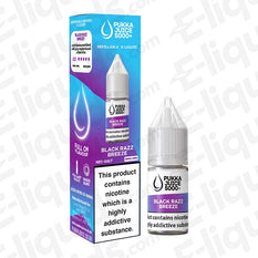 Pukka Juice Black Razz Breeze 5000+ Nic Salt E-liquid in a 10ml bottle with blackcurrant and raspberry flavor.