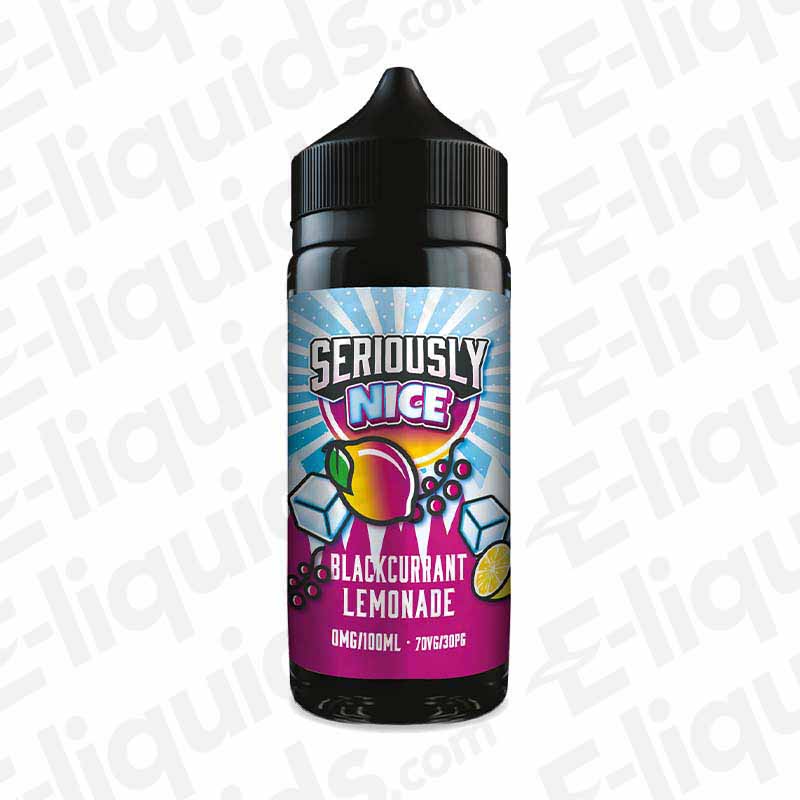 Seriously Nice Blackcurrant Lemonade E-liquid 120ml bottle by Doozy Vape Co. with 70VG/30PG ratio, sweet and cool vaping experience.
