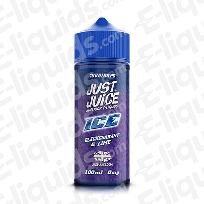 blackcurrant lime on ice shortfill eliquid by just juice tobacco club