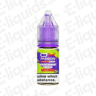 OXVA OX Passion Blackcurrant Squash Nic Salt nic salt e-liquid bottle in a purple and green bottle.