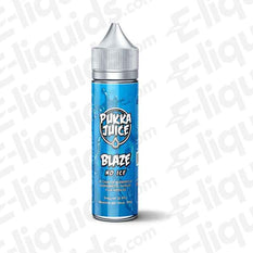 Pukka Juice Blaze No Ice 50ml Shortfill E-liquid with Blue Raspberry and Blueberry flavors.