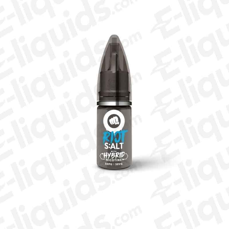 Blue Burst Nic Salt E-liquid by Riot Squad in a 10ml bottle, showcasing blue raspberry and ice flavors.