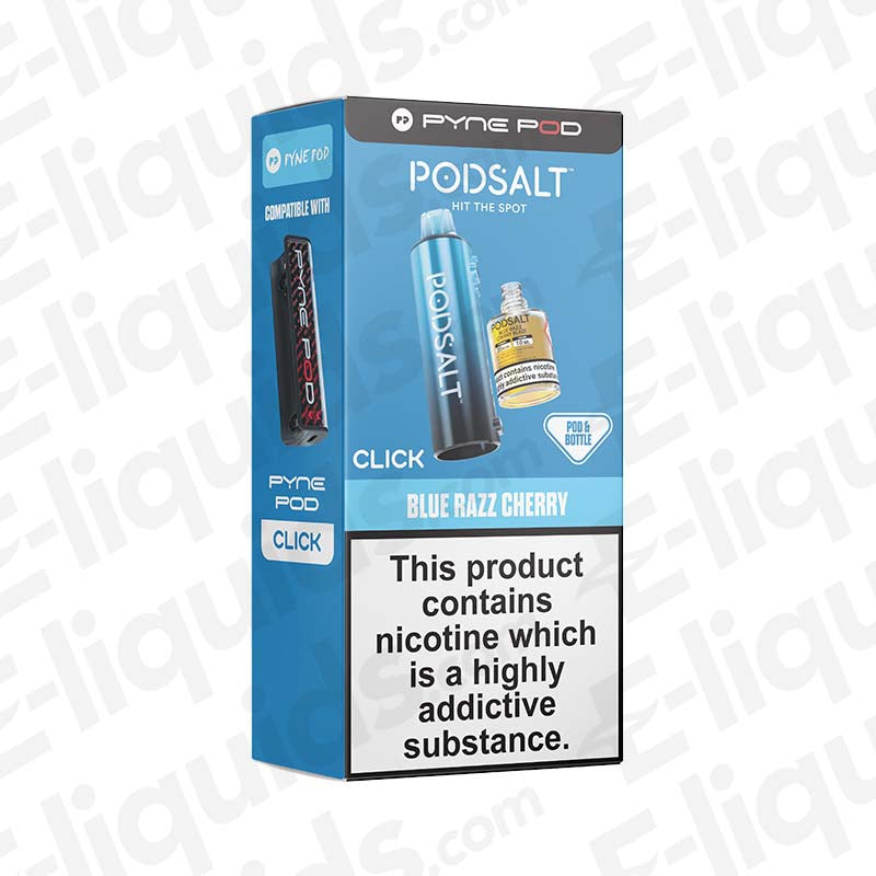 Pyne Pod Click 50K Blue Razz Cherry Blast Prefilled Pod with sweet Blue Razz Cherry in blue packaging.
