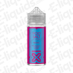 Pod Salt Nexus Blue Razz Cherry Blast Shortfill E-liquid 100ml bottle with vibrant design.