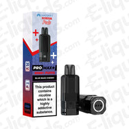Hayati Pro Max Blue Razz Cherry Prefilled Pod with 6,000 puffs capacity, 2ml pod, and 10ml refill cartridge against packaging box.