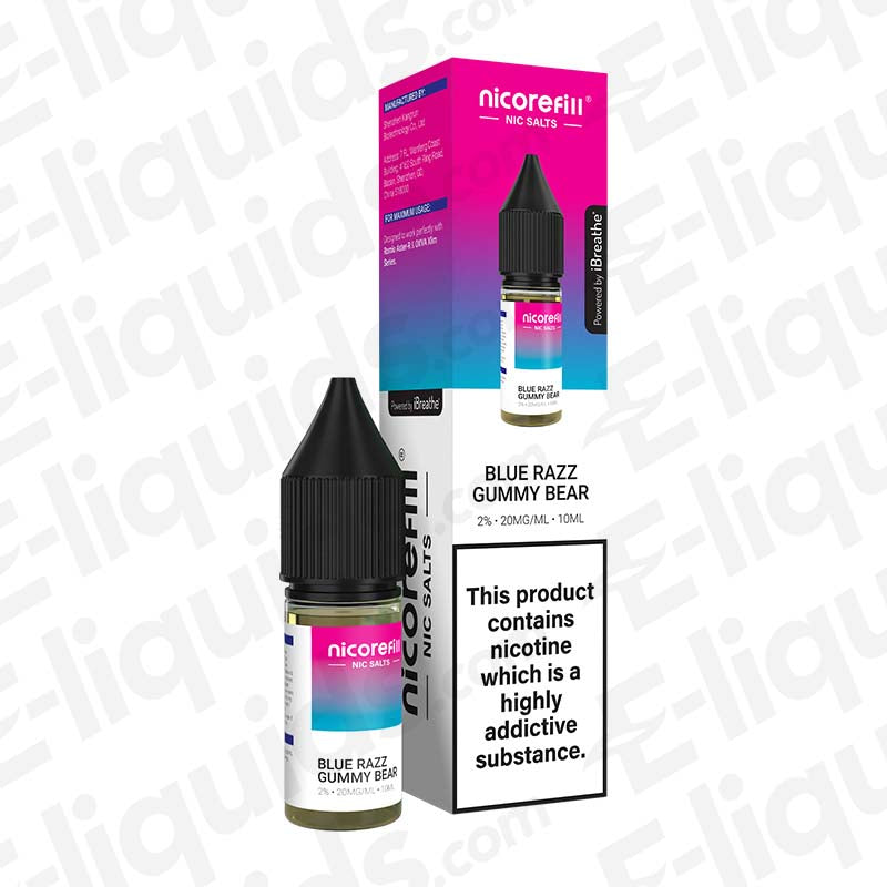 Nicorefill Blue Razz Gummy Bear Nic Salt E-liquid | E-liquids.com