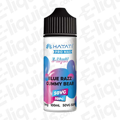 Hayati Pro Max 50/50 Blue Razz Gummy Bear 100ml Shortfill E-liquid