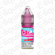 Blue Razz Gummy OX Passion Nic Salt E-liquid bottle 10ml by OXVA with blueberry gummy flavor, 20mg nicotine strength.