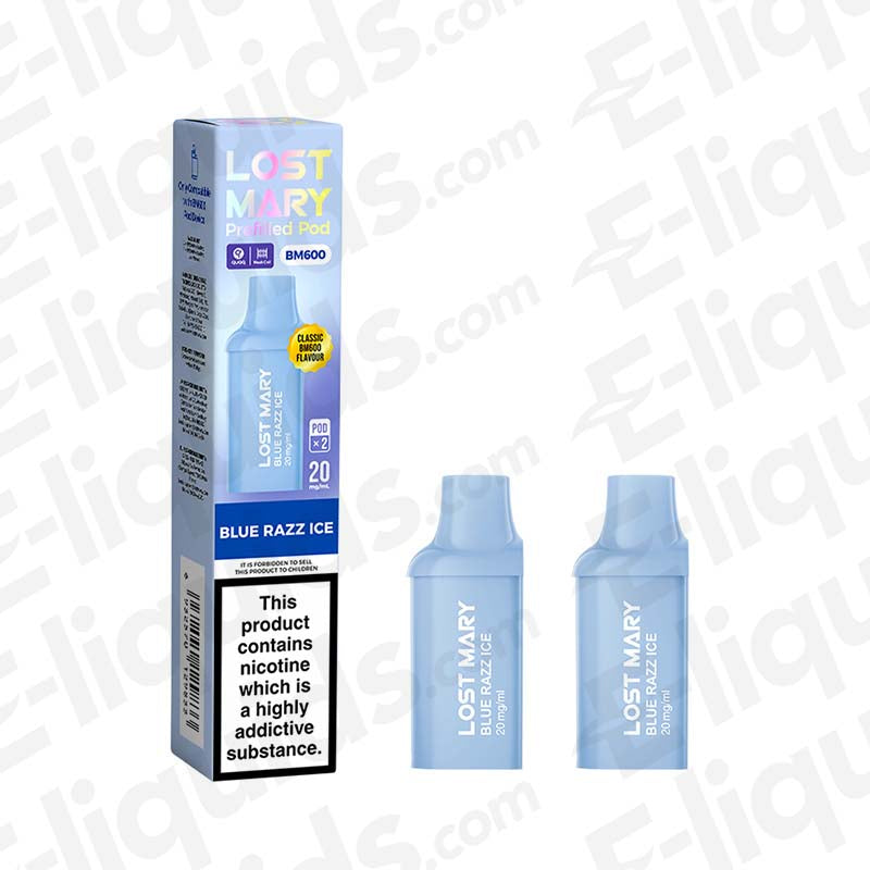 Lost Mary BM600 Blue Razz Ice Prefilled Pods 2 Pack Lost Mary BM600 Blue Razz Ice Prefilled Pods 2 Pack