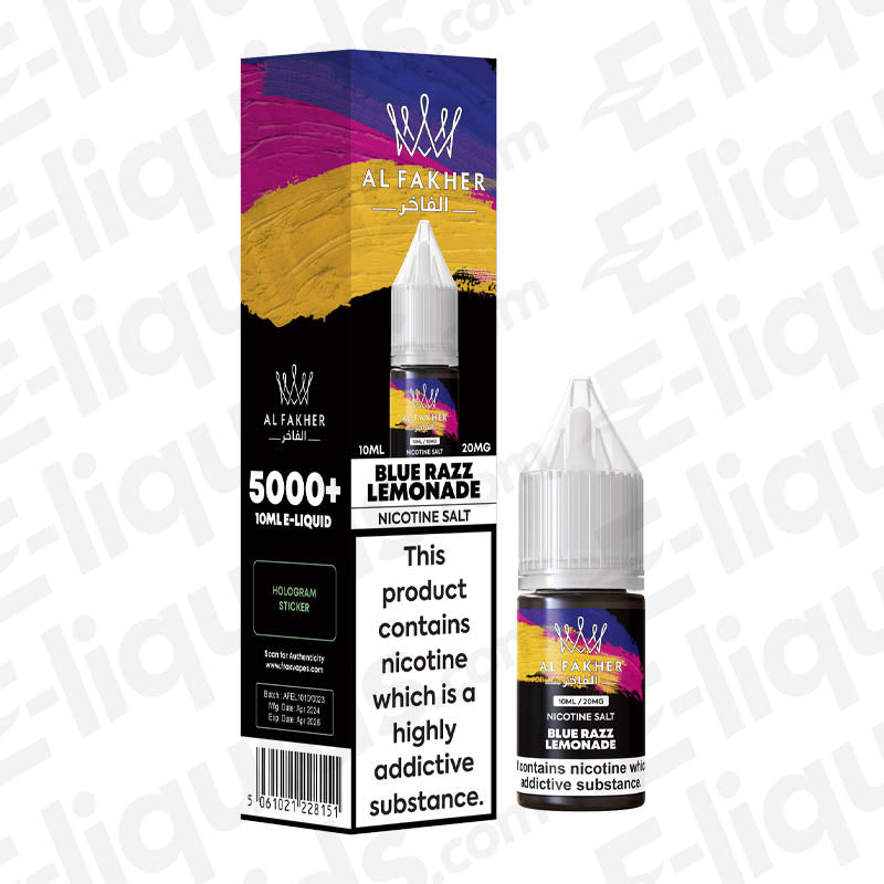 Blue Razz Lemonade 5000+ Nic Salt E-liquid by Al Fakher in 10ml bottle with vibrant packaging.