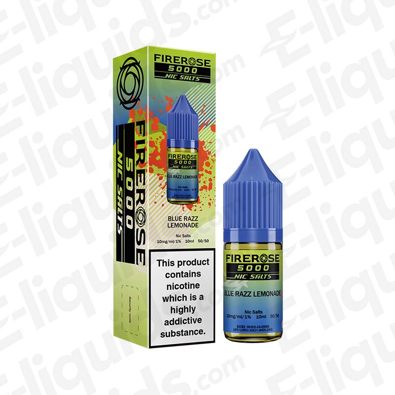 Blue Razz Lemonade Firerose 5000 Nic Salt E-liquid by Elux with blue raspberry and lemonade flavor in a 60ml bottle.