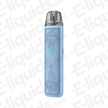 Lost Vape Ursa Nano S 2 vape pod kit in elegant blue leather design, sleek and stylish for vapers.