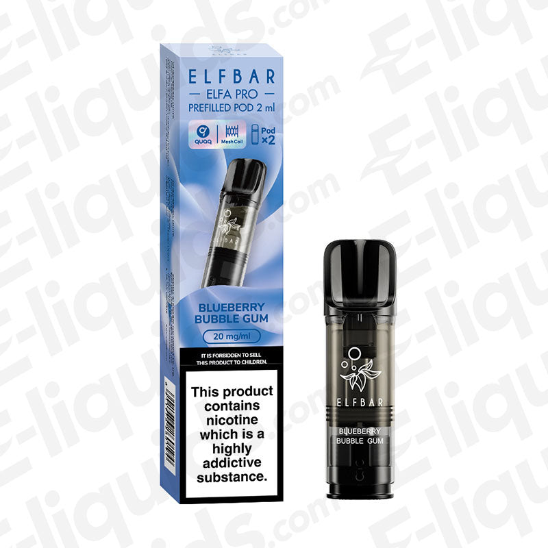 Elf Bar ELFA PRO Blueberry Bubblegum Vape Pods with packaging