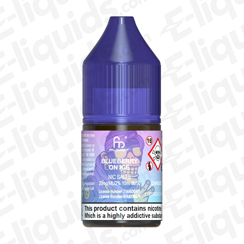 Blueberry On Ice RandM 7000 Nic Salt E-liquid by Fumot in a bottle, perfect for MTL vaping and low-wattage devices.