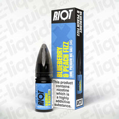 Blueberry Peach Fizz Nic Salt E-Liquid by Riot X in a 10ml bottle with stylish packaging.