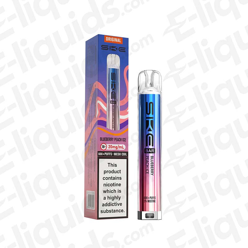 S K E Bar 600 Blueberry Peach Ice 20 MG Vape Pod Kit