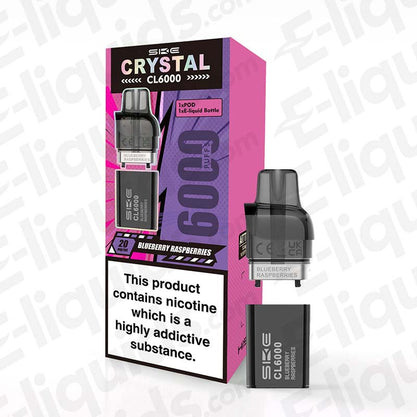 SKE Crystal CL6000 Blueberry Raspberries 20mg Pre-Filled Vape Pod