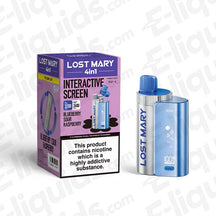 Lost Mary 4-in-1 Pod Kit with interactive screen, blueberry and sour raspberry flavors, 3200 puffs, designed for MTL vaping.