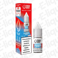 Blueberry Strawberry Burst 5000+ Salts Nic Salt E-liquid by Pukka Juice in a 10ml bottle with colorful packaging.