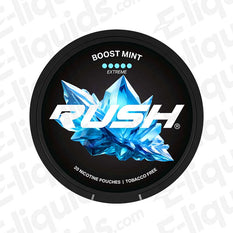 Boost Mint Extreme Nicotine Pouches by Rush, 30mg, mint flavor, 20 pouches per can, high quality, strong nicotine experience.