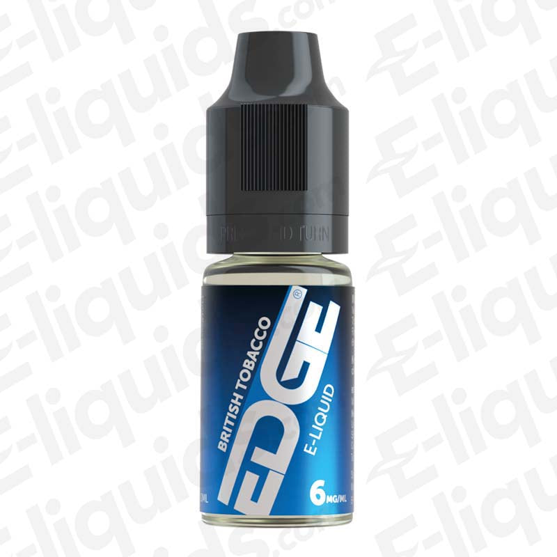 British Tobacco 50/50 E-liquid by Edge, 10ml bottle, smooth tobacco flavor, 6mg strength, ideal for pod kits and starter kits.