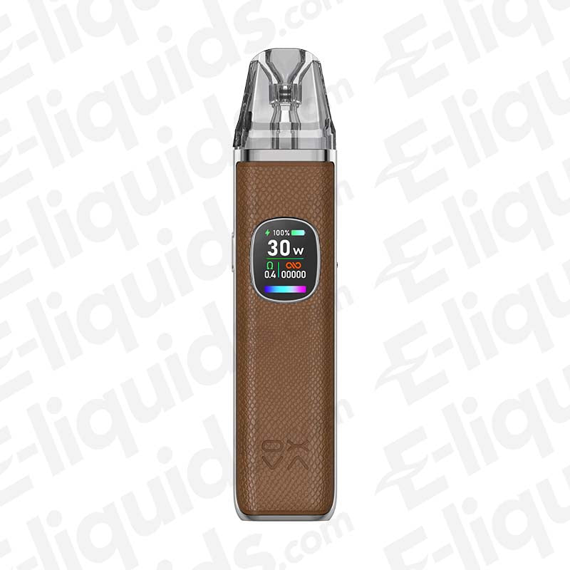OXVA Xlim Pro 2 Pod Kit in Brown Python with 1300 mAh battery and USB-C fast charging, featuring a sleek 3D curve design.
