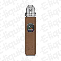 OXVA Xlim Pro 2 Pod Kit in Brown Python with 1300 mAh battery and USB-C fast charging, featuring a sleek 3D curve design.