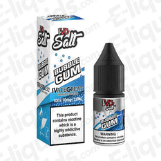 IVG Bubblegum Nic Salt E-liquid 10ml bottle and packaging, featuring candy and blueberry flavor notes. Contains nicotine.