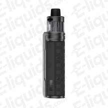 Voopoo X Drag Black Pod Kit, sub-ohm vape device with ergonomic design, features GENE.TT chipset and adjustable wattage.