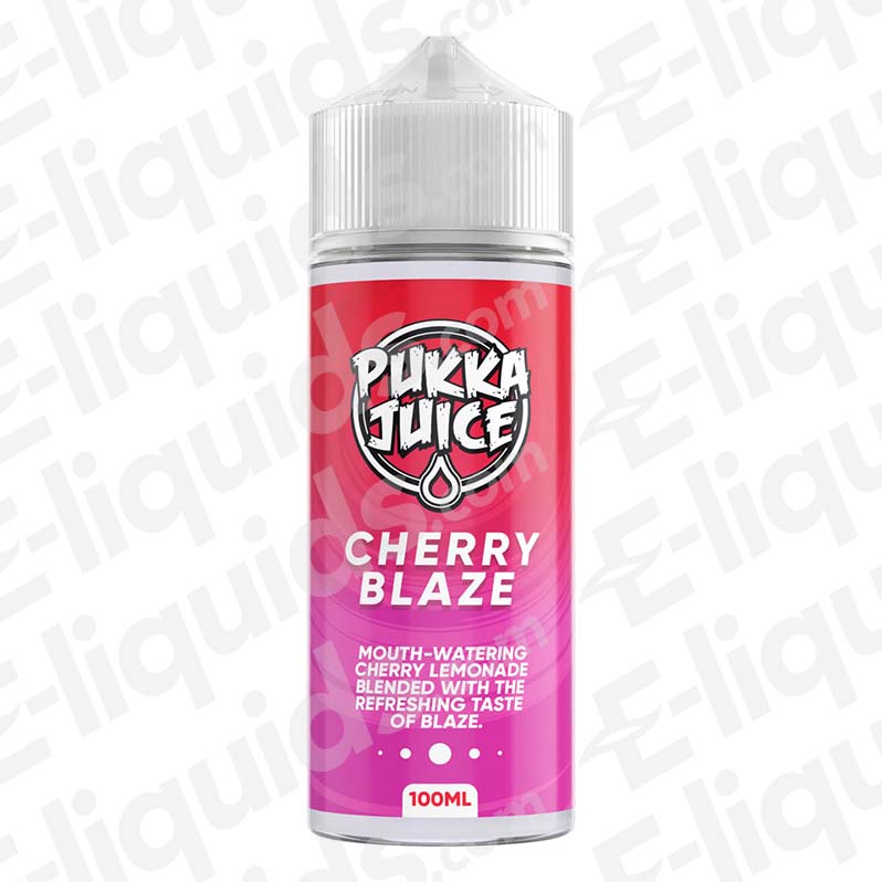 Pukka Juice Cherry Blaze 100ml Shortfill E-liquid with cherry and berry flavor on icy base for vaping.