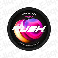 Cherry Chill Extreme Nicotine Pouches by Rush - 20 portions, Cherry and Ice flavor, strong 30mg nicotine for seasoned users.