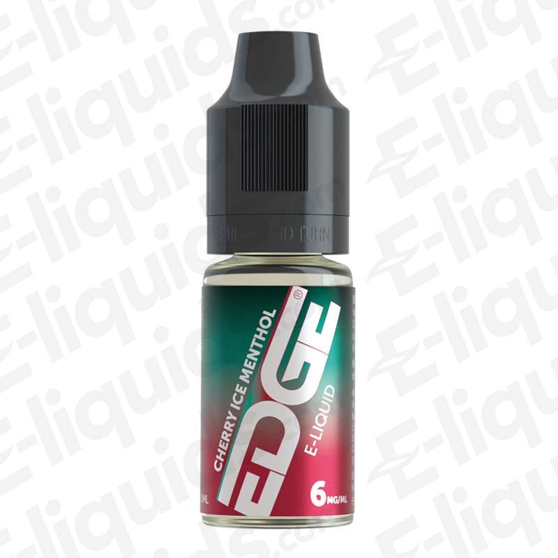 Cherry Ice Menthol 50/50 E-liquid by Edge in a 10ml bottle, featuring cherry and menthol flavors, ideal for pod and starter kits.